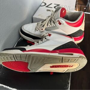 Nike Air Jordan Retro 3 White and Red Men's Shoes